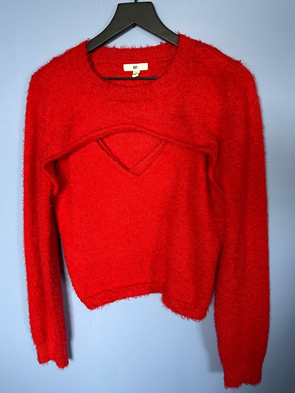 bp Bright Red Fuzzy 2 piece sweater set